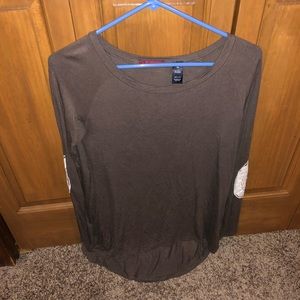 Long sleeve shirt with lace elbow patches